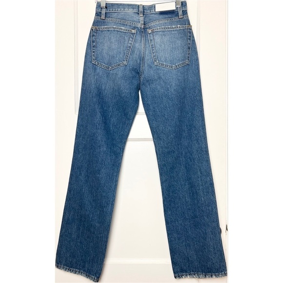 NWT RE/DONE 90s High Rise Distressed Denim Ripped Knee Straight Leg Jeans 26 - Picture 11 of 16